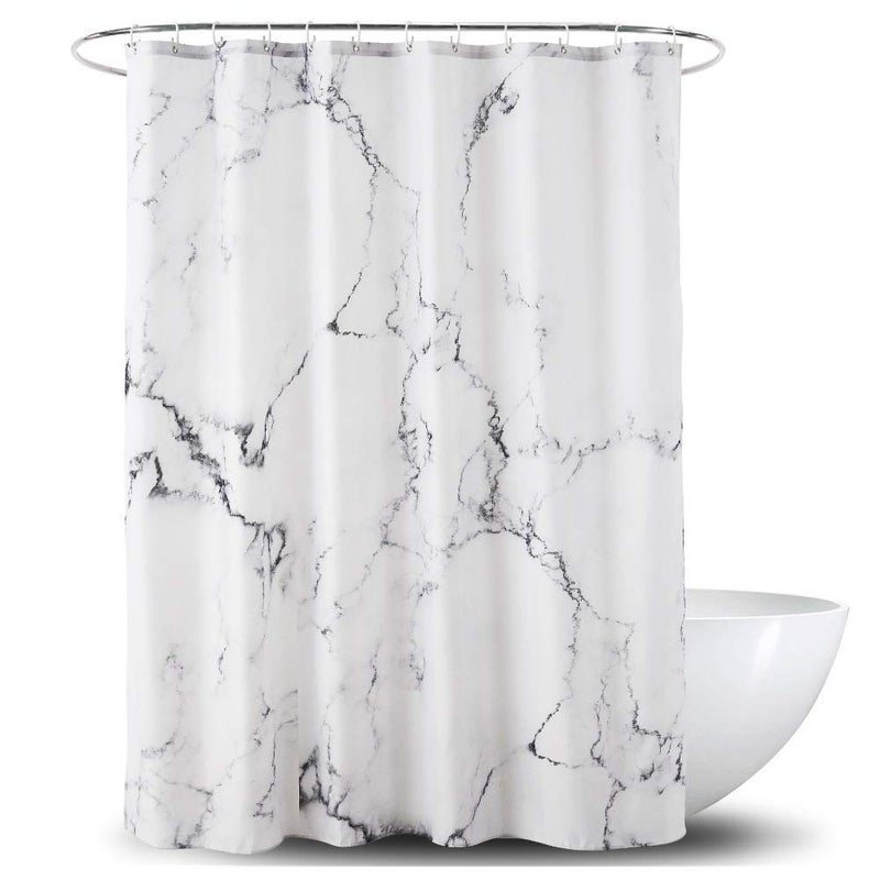YOSTEV Marble Bathroom Shower Curtain,Grey and White Fabric Shower Curtain with Hooks,Unique 3D Printing,Decorative Bathroom Accessories,Water Proof,Reinforced Metal Grommets,Stall 54x78 Inches - Image 1